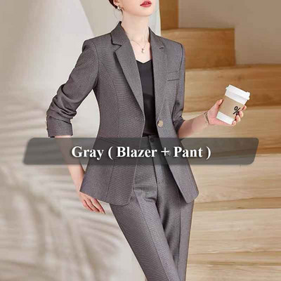 Lenshin 2 részes, kiváló minőségű női nadrágkosztüm, divatos formális női irodai munka, kék üzleti, kétgombos blézer szettek