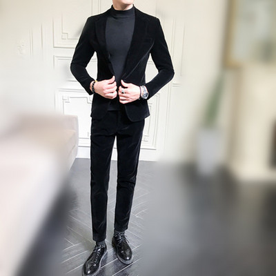 Costume bărbați roșu vin negru verde costume pentru bărbați mire nuntă smoking catifea velur blazer jachete pantaloni 2 piese costum homme nou