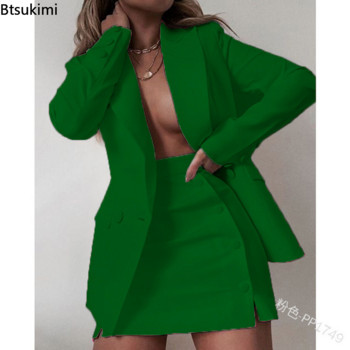 Νέα σετ 2 τεμαχίων Γυναικεία 2022 Γυναικεία Γυναικεία ρούχα Streetwear Basic Blazer Σετ Παλτό + Φούστες Slim Fit Σακάκι Ropa Mujer Ρούχα 5XL