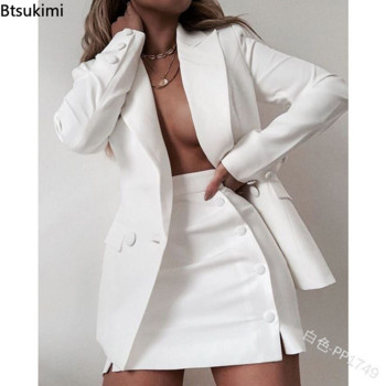 Νέα σετ 2 τεμαχίων Γυναικεία 2022 Γυναικεία Γυναικεία ρούχα Streetwear Basic Blazer Σετ Παλτό + Φούστες Slim Fit Σακάκι Ropa Mujer Ρούχα 5XL