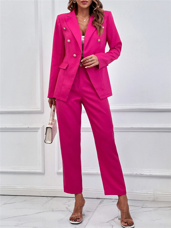 Tavaszi őszi női 2 részes ruhák V nyakú gombos hosszú ujjú blézer és nadrág üzleti alkalmi öltöny szett Női dzsekik