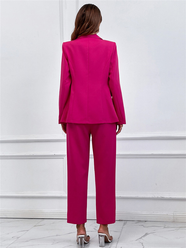 Tavaszi őszi női 2 részes ruhák V nyakú gombos hosszú ujjú blézer és nadrág üzleti alkalmi öltöny szett Női dzsekik