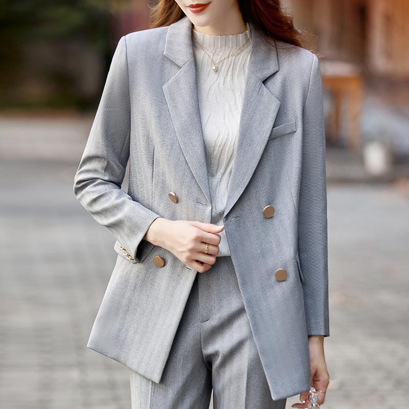 2023-as koreai divat vékony, béleletlen blézer, hosszú ujjú, kétsoros nadrágkosztüm tavaszi irodai női elegáns 2 részes női szett T15
