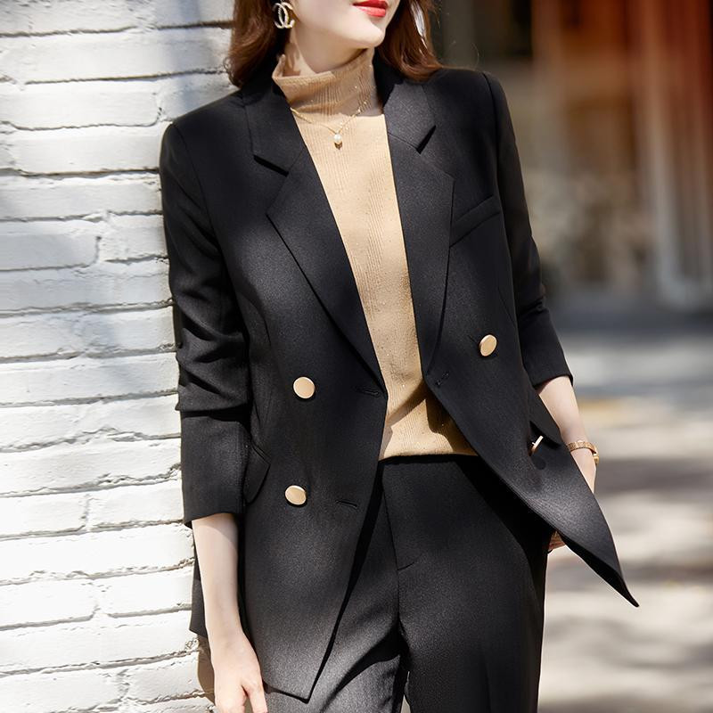 2023-as koreai divat vékony, béleletlen blézer, hosszú ujjú, kétsoros nadrágkosztüm tavaszi irodai női elegáns 2 részes női szett T15