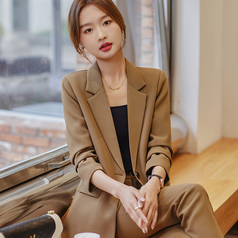 Rózsapiros öltönyök, női divat, 2023 új tavaszi temperamentum, professzionális formális blézer és nadrág irodai női munkaruha fekete