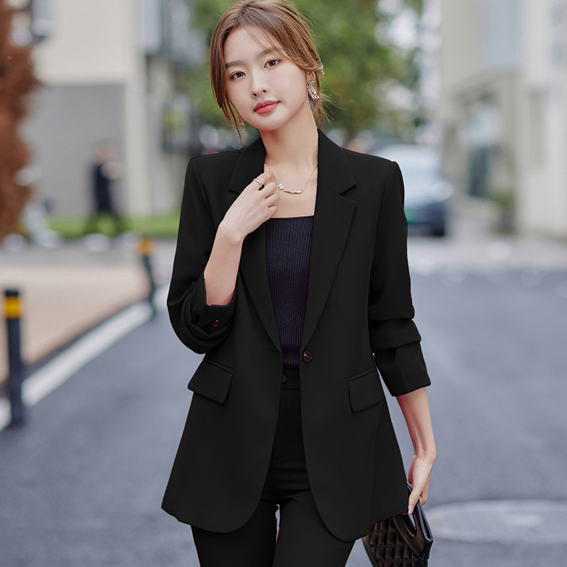 Rózsapiros öltönyök, női divat, 2023 új tavaszi temperamentum, professzionális formális blézer és nadrág irodai női munkaruha fekete