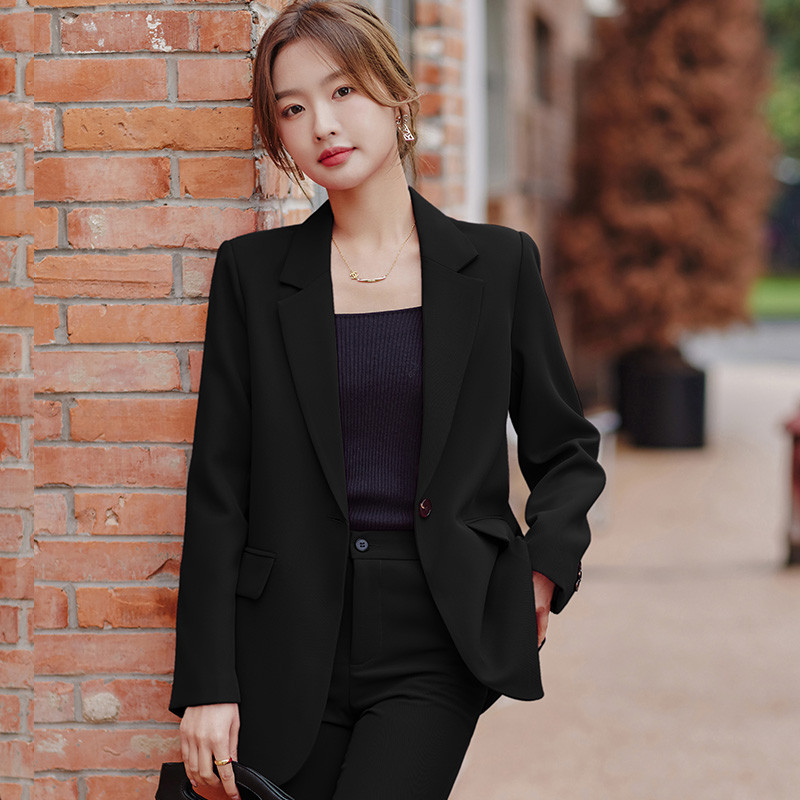 Rózsapiros öltönyök, női divat, 2023 új tavaszi temperamentum, professzionális formális blézer és nadrág irodai női munkaruha fekete