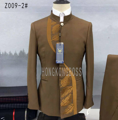 2 db öltöny szett blézer kabát nadrág / 2022 divat férfi alkalmi butik egysoros álló gallér tunika öltöny kabát nadrág