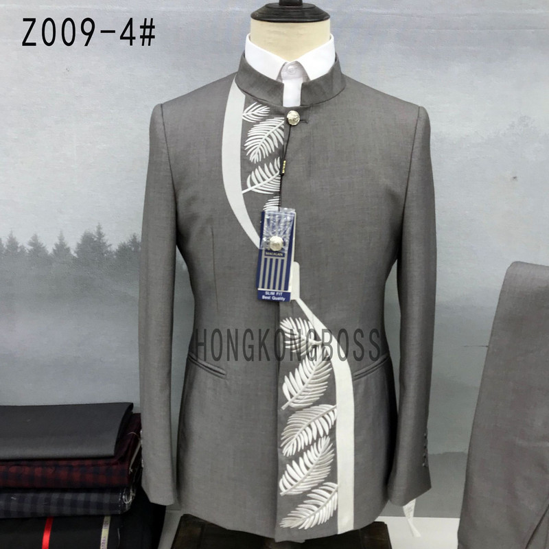 2 db öltöny szett blézer kabát nadrág / 2022 divat férfi alkalmi butik egysoros álló gallér tunika öltöny kabát nadrág