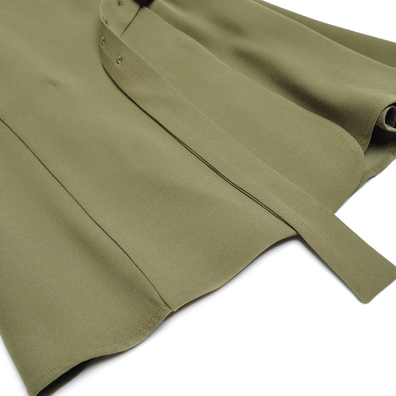 V-nyakú lámpás, hosszú ujjú fűzős becsomagolás szabálytalan felső, egyenes nadrág divatos szett új