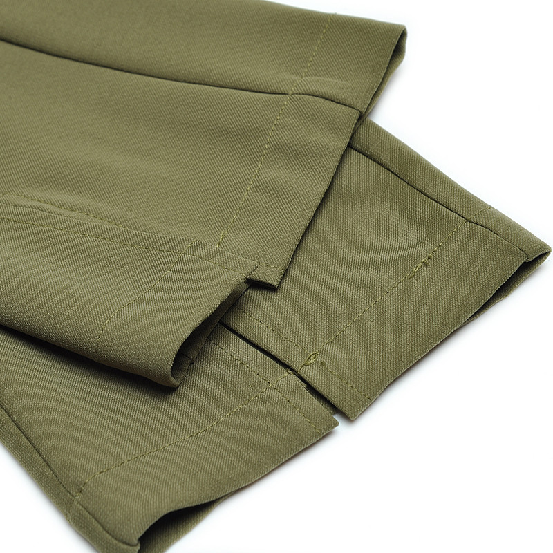 V-nyakú lámpás, hosszú ujjú fűzős becsomagolás szabálytalan felső, egyenes nadrág divatos szett új