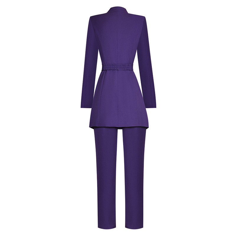 Állványgallér hosszú ujjú egysoros nyakkendő derék felső zseb egyenes nadrág divatos öltöny 2022 ősz/tél