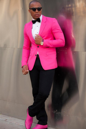 2022 г. Groomsmen Smoke Wedding Suits Tuxedo Prom Hot Pink Styles Custom made Най-добри мъжки костюми Groom Tuxedos (сако+панталон+вратовръзка)