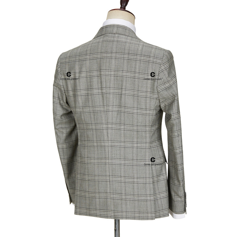 Cenne Des Graoom 2022 Klasszikus Glen Plaid 3 részes, vintage férfi öltöny, blézer fekete mellény nadrág, napi összejövetelre, esküvőre szabva