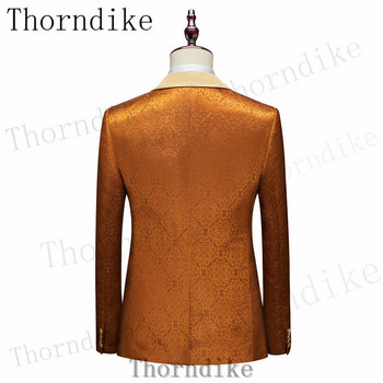 Thorndike Orange Мъжки костюми Ежедневни смокинги от 3 части за сватбени шаферски костюми Мъжки 2022 г. (блейзър+жилетка+панталон)