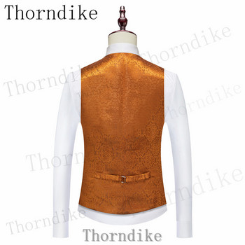 Thorndike Orange Мъжки костюми Ежедневни смокинги от 3 части за сватбени шаферски костюми Мъжки 2022 г. (блейзър+жилетка+панталон)