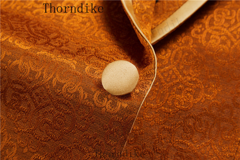 Thorndike narancssárga férfi öltönyök, 3 részes alkalmi szmokingok esküvői vőfély öltönyökhöz, 2022 (blézer+mellény+nadrág)