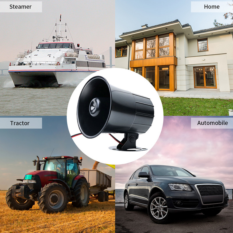 12 VDC SIGNALAVIMO SIRENA Laidinė pavojaus signalo sirena garso signalas, skirtas namų signalizacijos sistemos apsaugai Garsus garsas Sirena 110DB