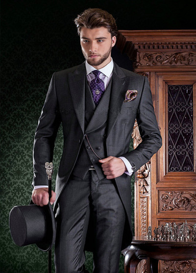 Uus Itaalia frakidisain meeste ülikonnad pulmaõhtuks (jakk+püksid+vest) Elegantne Terno meeste ülikonnakomplekt peigmeeste smokid