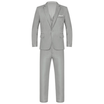Сватбен костюм Мъжки корейски тънък мъжки бизнес костюм 3бр. Яке, жилетка, Панталон, Официален костюм, Смокинг, Костюм на младоженеца, Джентълменско облекло с дълъг ръкав