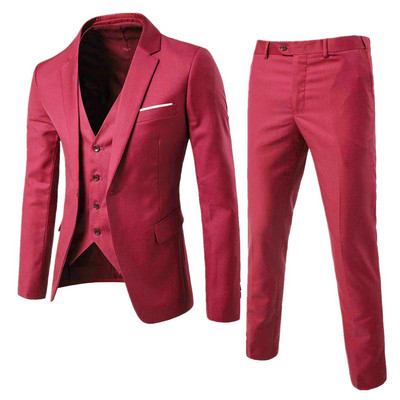 Pulmaülikond Meeste Korea Slims Meeste Äriülikond 3tk jakk Vest Püksid Pidulik ülikond Smoking Peigmeheülikond pikkade varrukatega härrasmeeste komplekt