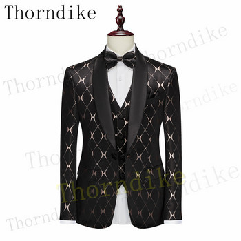 Thorndike 2022 Мъжки костюм Моден официален бизнес Slim Fit Блейзъри от 3 части Мъжки смокинг Сватбени мъжки костюми Костюм за младоженеца