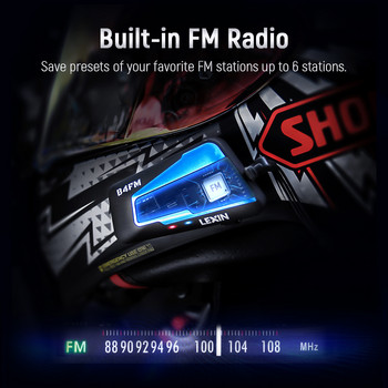 Марка Lexin LX-B4FM-X за 10 ездачи Интерком Мотоциклетни Bluetooth каска Слушалки BT Moto Intercomunicador с FM радио
