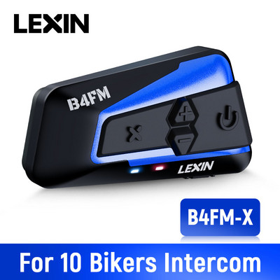Lexin LX-B4FM-X márka 10 lovas számára Intercom Motorkerékpár Bluetooth sisak fejhallgatók BT Moto Intercomunicador FM rádióval