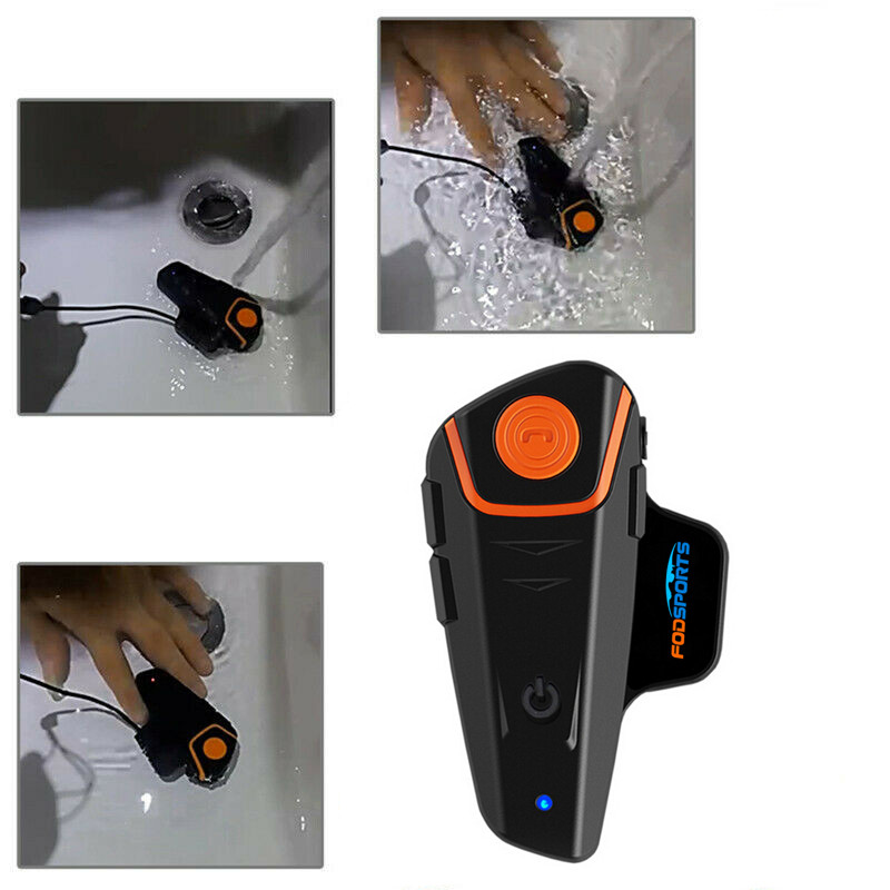 Fodsports BT-S2 Pro motoros sisak kaputelefon motoros vezeték nélküli bluetooth headset vízálló 1000m BT 5.0 Interphone FM Type-C