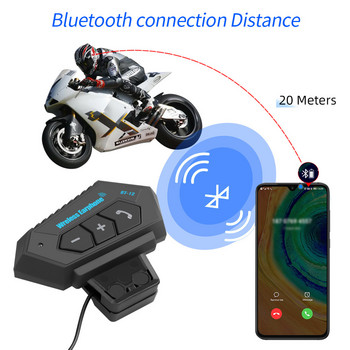 BT12 Водоустойчива Moto Bluetooth каска Слушалки Безжични Hands Free Bluetooth слушалки 20 часа време за игра за мотоциклет MP3 Mp4 телефон