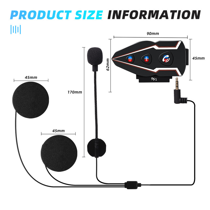 Motorkerékpár Bluetooth sisak fejhallgató vezeték nélküli vízálló kihangosító hívás Moto headset zenei fülhallgató versenyzőknek