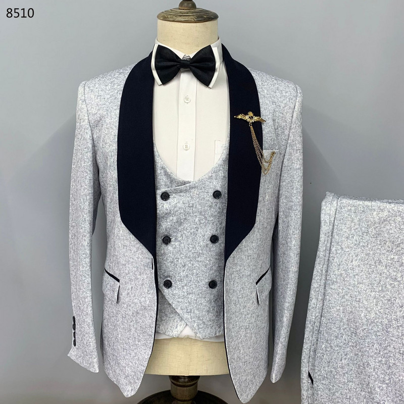 3 db öltöny szett blézer kabát nadrág mellény / 2022 divat új férfi alkalmi butik üzleti karcsú gyapjú vékony kabát nadrág