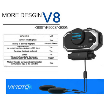 Vimoto V8 английска версия Easy Rider Helmet BT Headset Мотоциклетни стерео слушалки за мобилен телефон GPS двупосочно радио