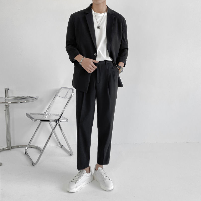 IEFB Kiváló minőségű új őszi öltöny weikuosho márkájú egyszerű világos érett bő öltöny kétrészes férfi öltöny