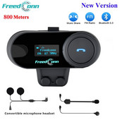 FreedConn TCOM-SC motoros kaputelefon vezeték nélküli Bluetooth 5.0 sisak fejhallgató BT interfon LCD kijelző FM rádió zenemegosztás
