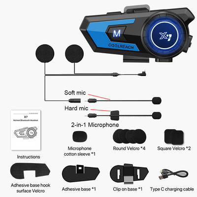 X7 1 szett motorkerékpár teljes féloldalas sisak fejhallgató vezeték nélküli Bluetooth hangszóró vízálló zenei fülhallgató kihangosító sztereó motorhoz