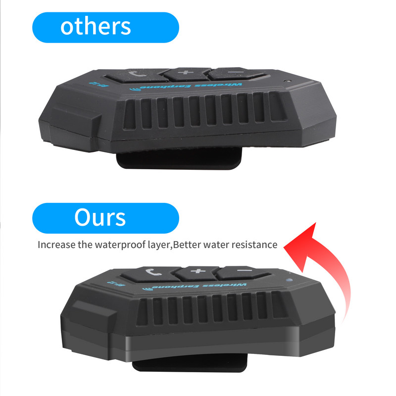 Kebidumei Motorkerékpár vezeték nélküli Bluetooth vízálló sisak fejhallgató kihangosító Tel Call Kit Sztereó Interferencia gátló BT fülhallgató