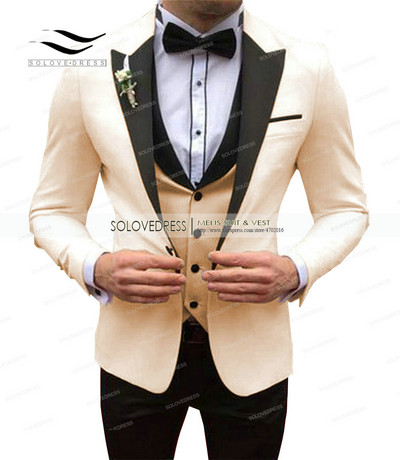 Férfi fehér öltönyök, karcsú szabású, 3 részes üzleti dzseki szmoking blézer úriember esküvői vőlegény báli esti parti iskolába