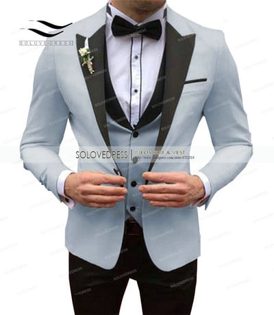 Férfi fehér öltönyök, karcsú szabású, 3 részes üzleti dzseki szmoking blézer úriember esküvői vőlegény báli esti parti iskolába