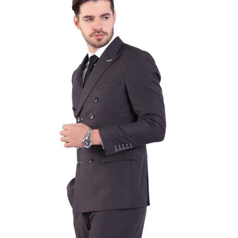 Férfi karcsú szabású divat üzleti alkalmi duplasoros blézer kabát kabát nadrág Esküvői vőlegényparti vékony 2 db öltöny nadrág