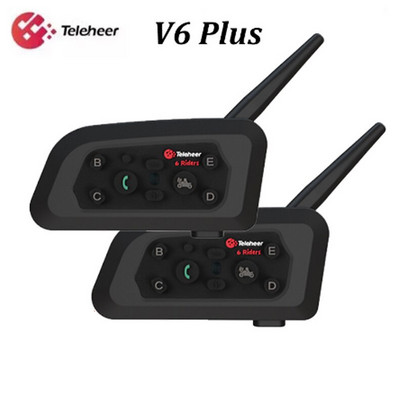 Bluetooth мотоциклетна каска Слушалки V6 Plus Bluetooth 1500M пълен дуплекс Интерфон комуникатор за 6 ездачи GPS Водоустойчив V6