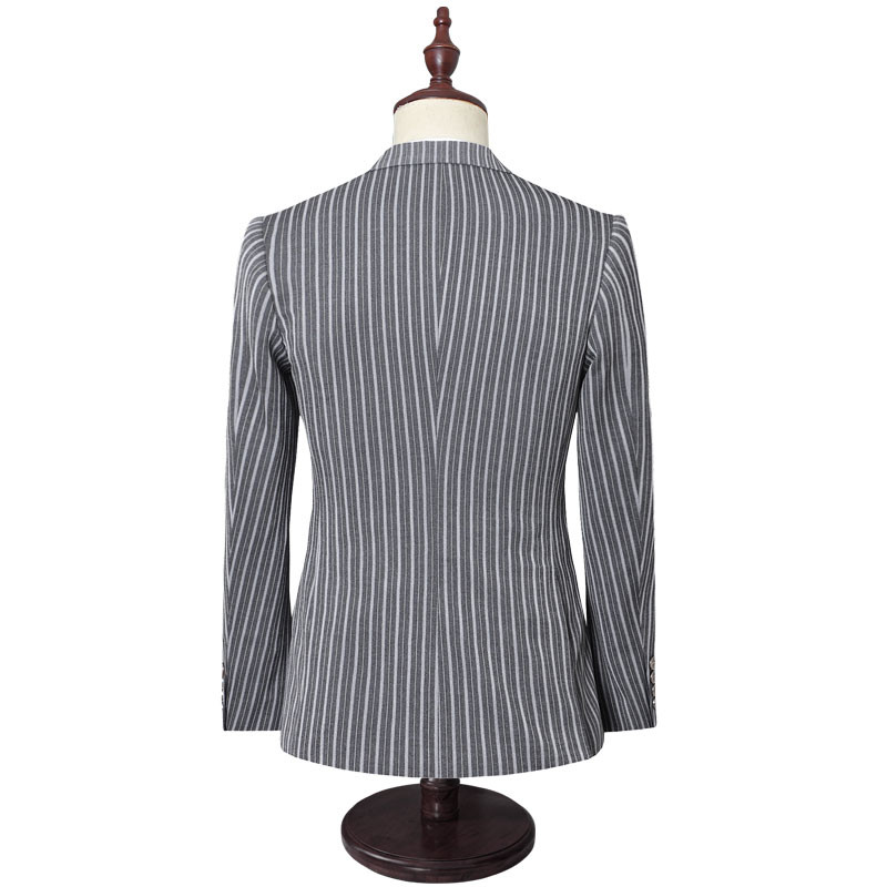 Őszi új férfi karcsú brit esküvői ruha függőleges csíkos ruha blézer / férfi háromrészes öltöny kabát mellény nadrág nadrág mellény