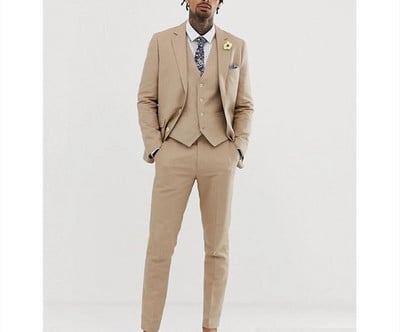 2022-es újdonság, fehér olasz esküvői férfi öltönyök vőlegényi szmokingok, 3 darabos (kabát+nadrág+mellény) vőlegényöltönyök a legjobb férfi báli viselet