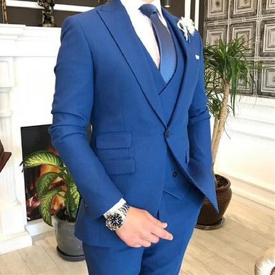 2022-es újdonság, fehér olasz esküvői férfi öltönyök vőlegényi szmokingok, 3 darabos (kabát+nadrág+mellény) vőlegényöltönyök a legjobb férfi báli viselet