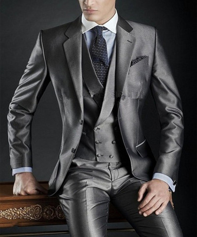 2022-es újdonság, fehér olasz esküvői férfi öltönyök vőlegényi szmokingok, 3 darabos (kabát+nadrág+mellény) vőlegényöltönyök a legjobb férfi báli viselet