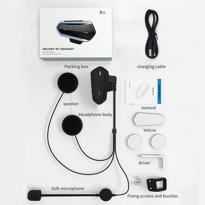 Motoros sisak fejhallgató vezeték nélküli Bluetooth kihangosító fejhallgató sztereó fülhallgató hangszóró vízálló motoros kaputelefon