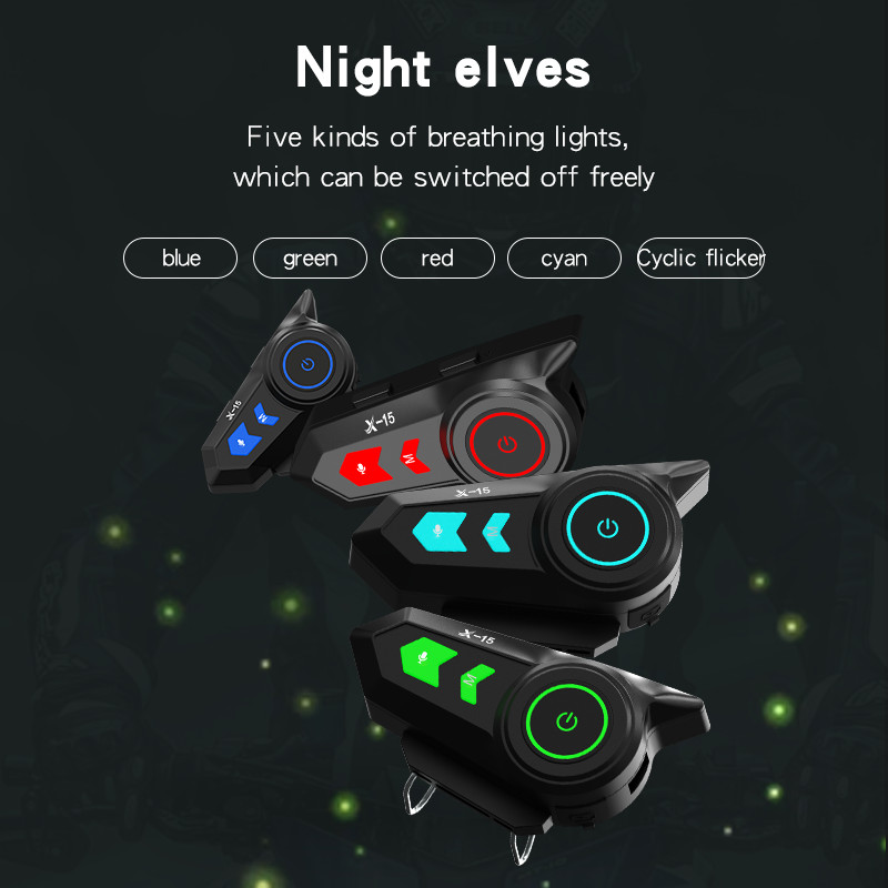 X-15 2 az 1-ben mikrofon Bluetooth motoros sisak fejhallgató 1200mAh akkumulátor IP65 vízálló cserélhető színű hangszóró zenei fejhallgató