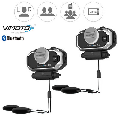 Angol verzió Easy Rider Vimoto V8 motoros sisak Intercom Bluetooth-kompatibilis fülhallgató zajcsökkentő kétirányú rádiók