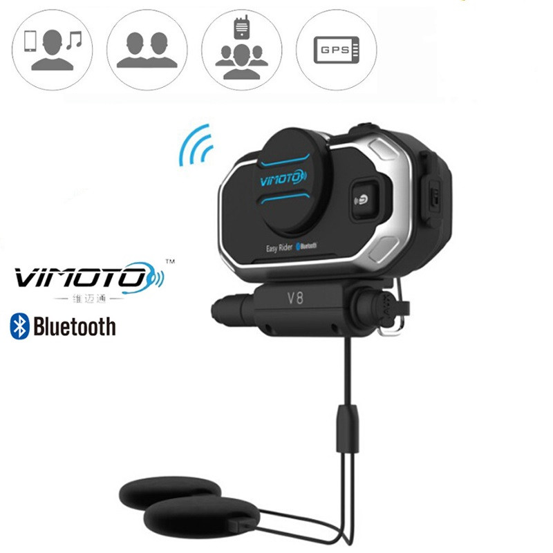 Angol verzió Easy Rider Vimoto V8 motoros sisak Intercom Bluetooth-kompatibilis fülhallgató zajcsökkentő kétirányú rádiók