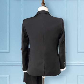 Комплект мъжки костюми Блейзъри 3 части Сватбен бизнес Елегантен официален жилетка Панталони Цели палта 2022 Луксозни тесни якета Безплатна доставка